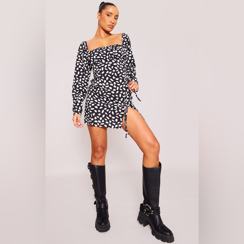 NWT Pretty little things Black Dalmatian Print Bow